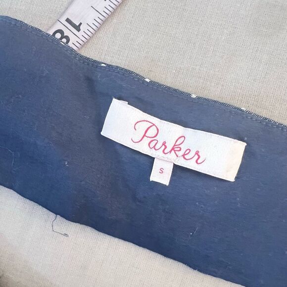 Parker Blue White Polka Dot Sleeveless Halter Denim Chambray Mini Dress Sz Small - Picture 7 of 10